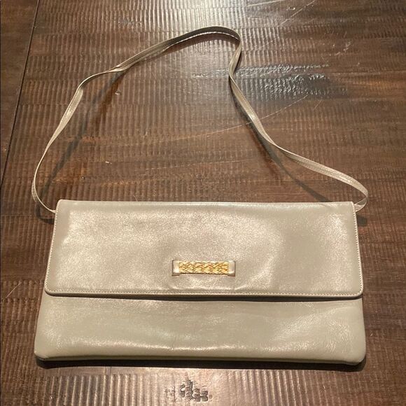 Vintage Gray Leather Clutch Erik For Holiner - Picture 1 of 10